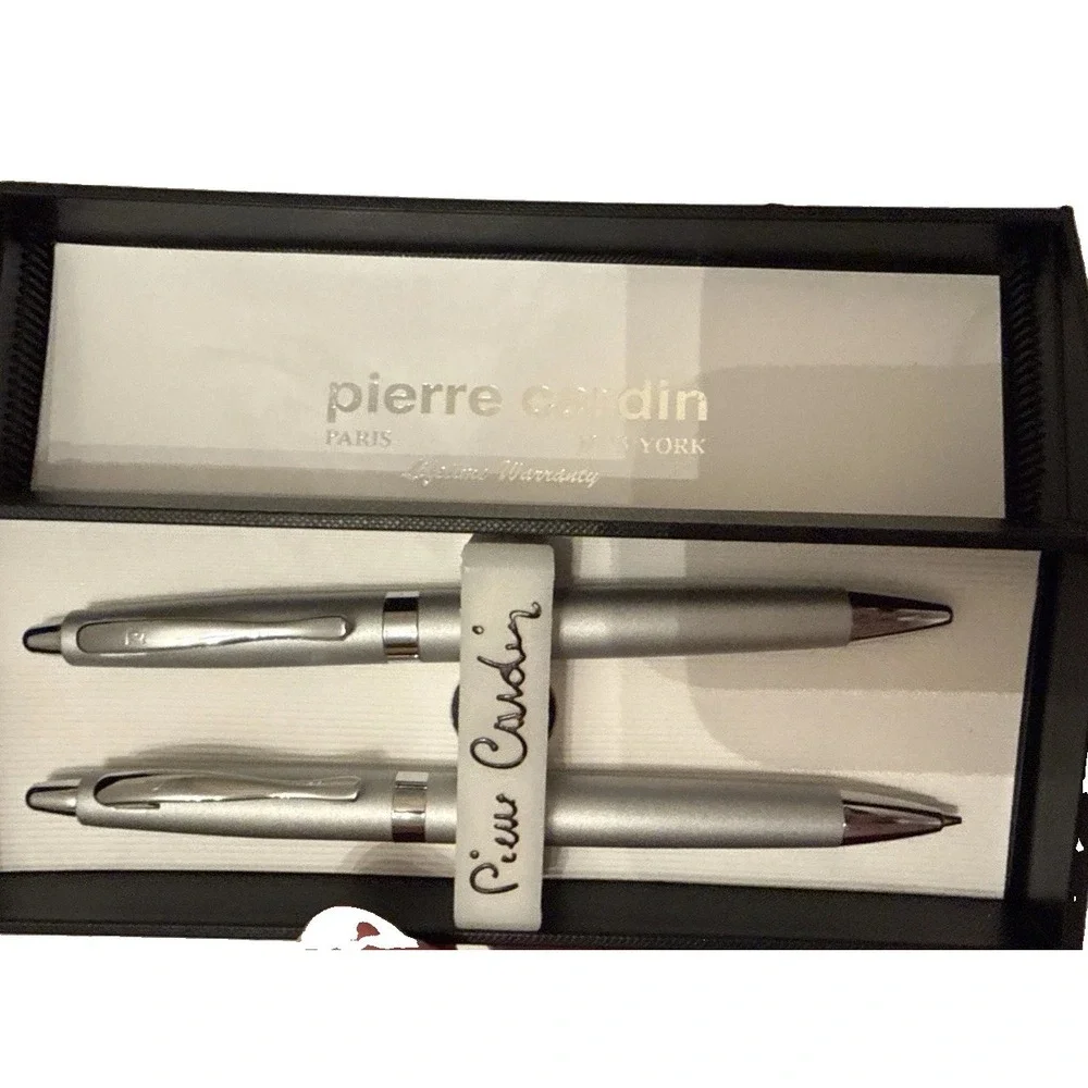 Pierre Cardin Vintage Slim Pen and Mechanical Pencil Boxed Set Chrome Silver